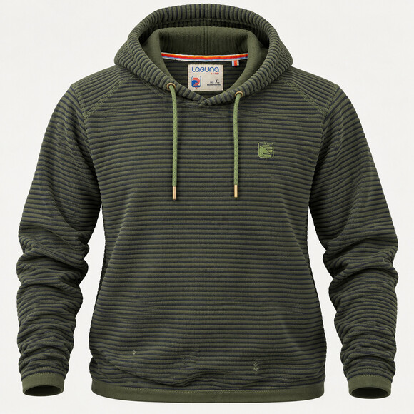 Laguna Other - Laguna Mens XL Green Striped Waffle Knit Hoodie Pullover Sweater
